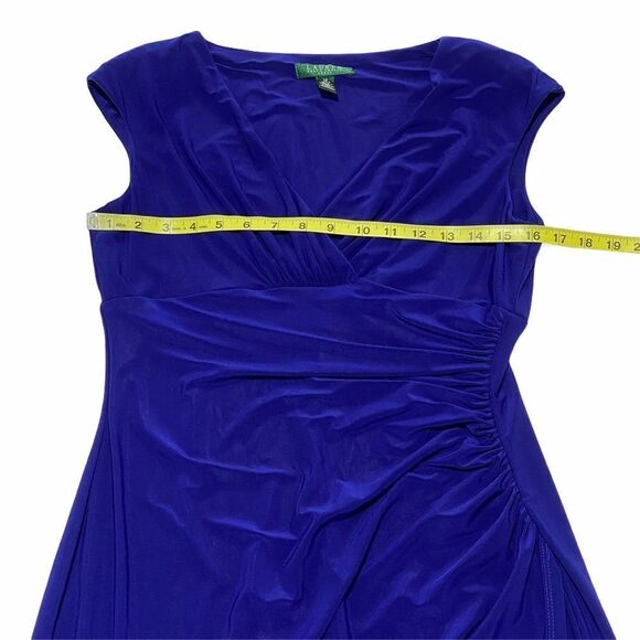LAUREN Ralph Lauren Blue Ruched Mini Dress Size 10 - Picture 7 of 11